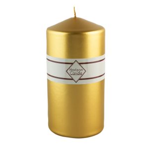 Silindir Mum - Kokusuz - Metalik Altın Renk - 8*14 cm 822114 8682998882114