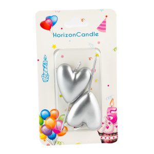 Horizon Candles - Parti Mumu Kalp - Kokusuz - Metalik - 2'li - 2*8,5 cm 143062 8682998829942