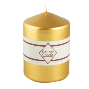 Silindir Mum - Kokusuz - Metalik Altın Renk - 6*8 cm 811650 8682998881650